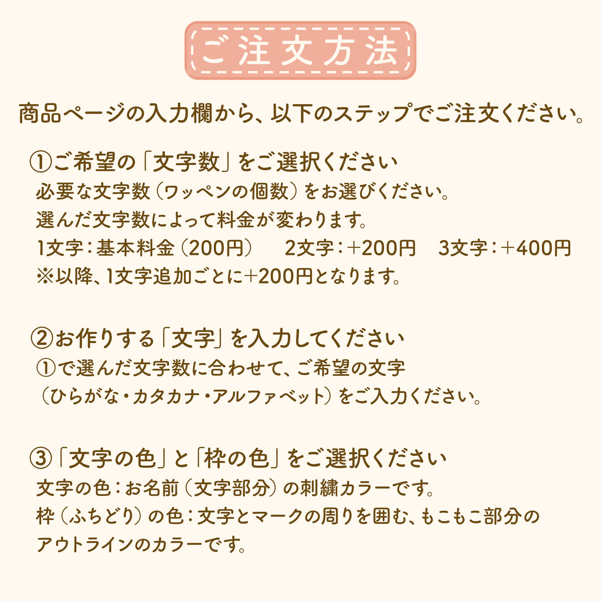 もこもこシリーズ【ひともじワッペン】