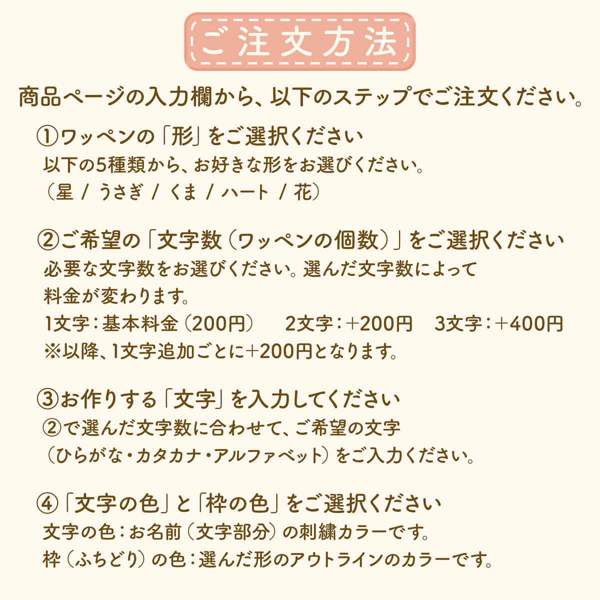 えらべるカタチのひともじワッペン